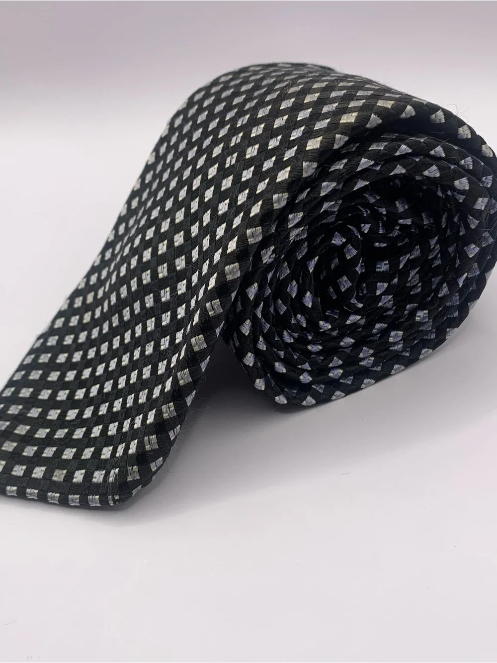 Michael Kors Black Tie with Silver Windowpane Micro-Check See Description